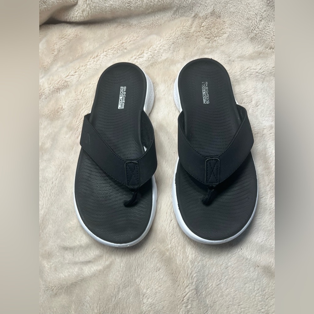 Skechers Black and White Foam Flip Sandals
